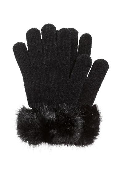 Guantes De Chenilla - Negro