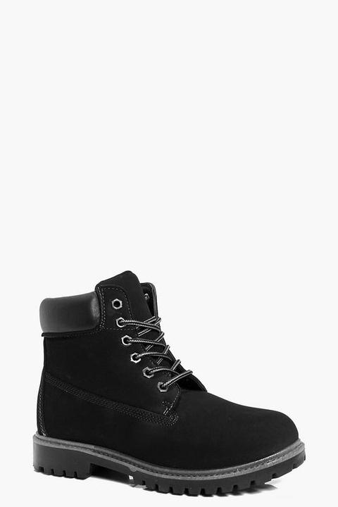 Padded Cuff Lace Up Hiker Boots