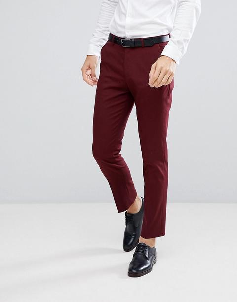 Asos Design - Pantaloni Da Abito Slim Bordeaux - Rosso