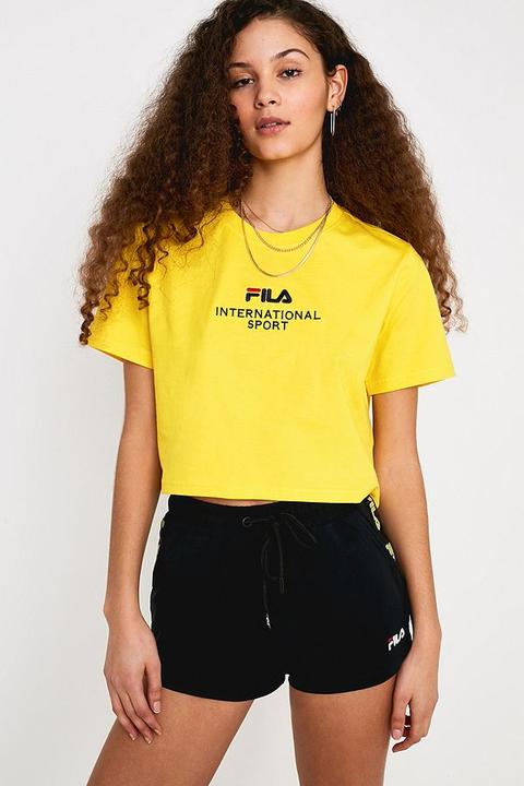Fila Philis Yellow Crop T Shirt Womens L From Urban Outfitters On