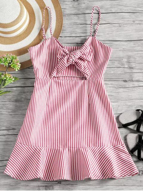 Vestido Cami A Rayas Con Lazo Y Lazo