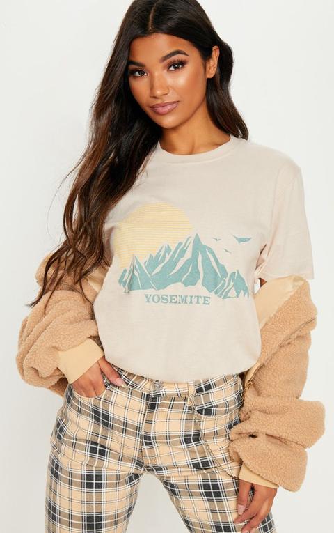 Sand Yosemite Printed Oversized T Shirt