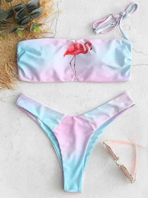 Bikini Di Ombre Con Stampa Fenicottero Multi