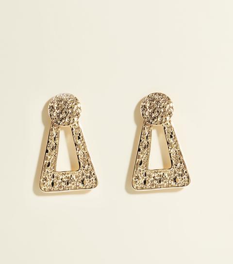 Gold Textured Triangle Earrings New Look