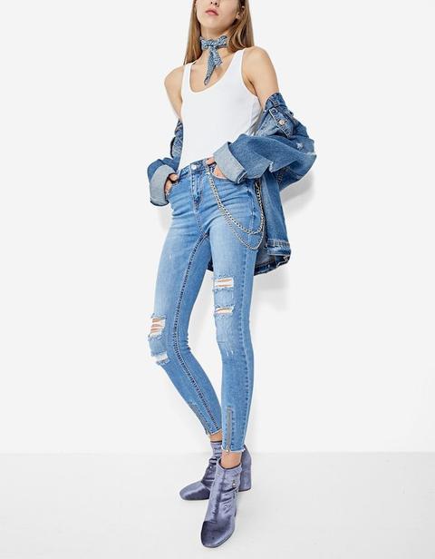 Denim High Waist Jeans Chiaro