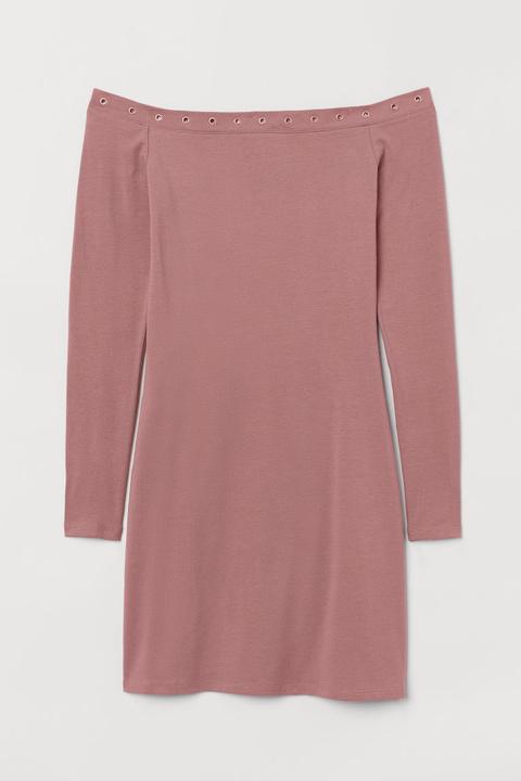 H & M - Abito Jersey Spalle Scoperte - Rosa