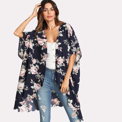 Kimono Con Stampa Di Fiore