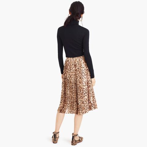 j crew leopard midi skirt