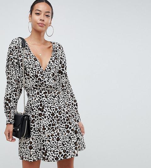Asos Design Tall - Vestitino Casual A Portafoglio Maculato - Multicolore