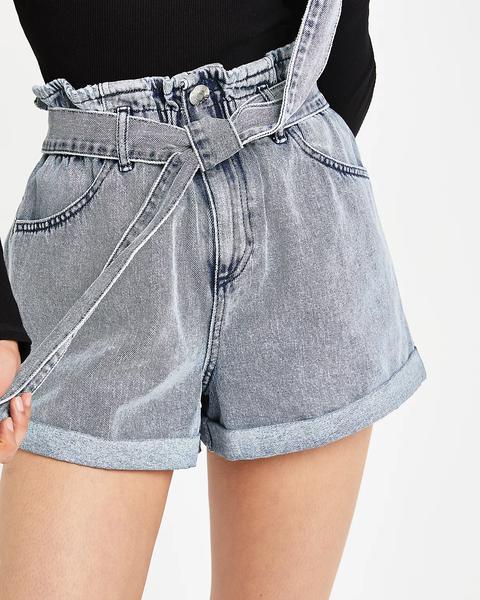 Blue Paperbag Denim Shorts