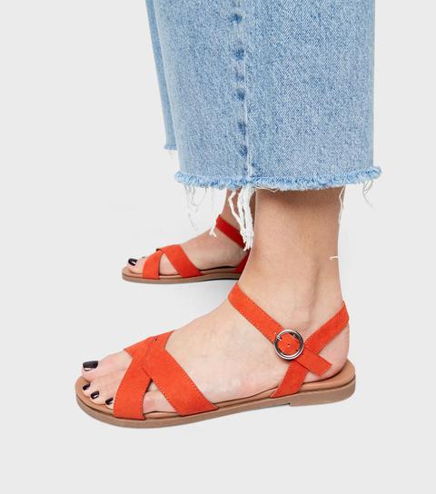 wide fit red sandals