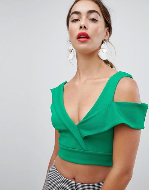 Top Corto Con Diseño Estructurado Y Hombros Descubiertos De River Island