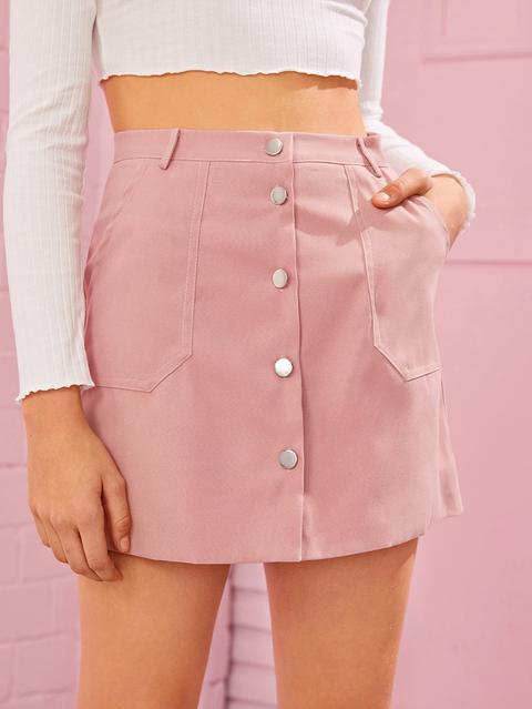 Single Breasted Dual Pocket Skirt