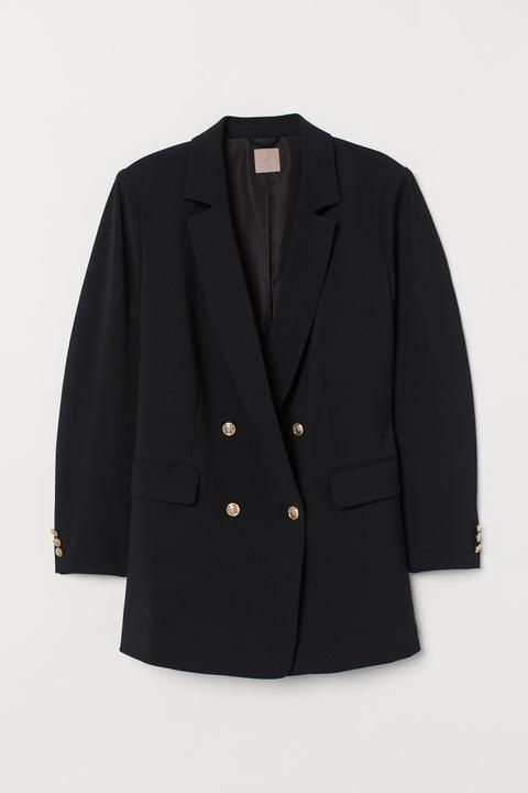 H & M+ Double-breasted Jacket - Black