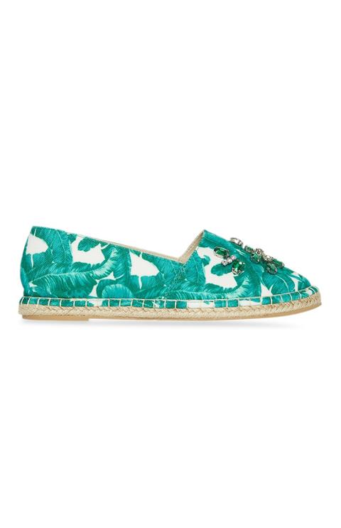 Green Gem Embellished Espadrille