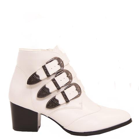 Adele White Pu Western Boots