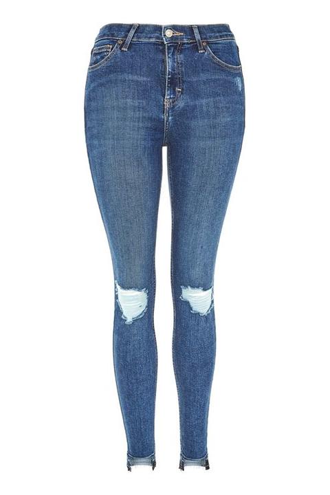 Moto Indigo Step Hem Rip Jamie Jeans