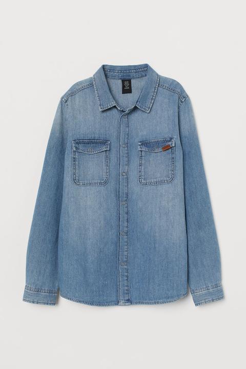 H & M - Camicia Di Jeans - Blu