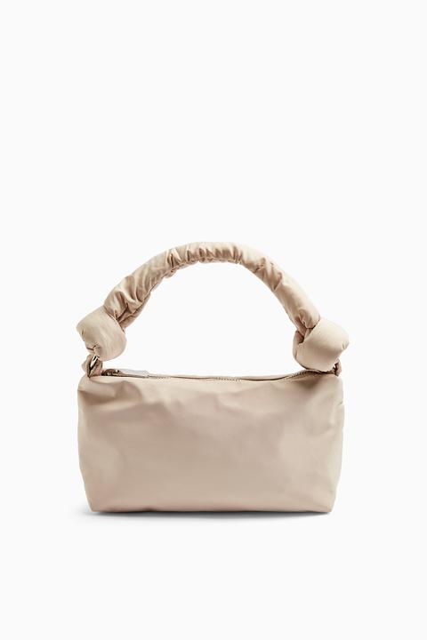 Womens Knot Stone Nylon Shoulder Bag - Stone, Stone