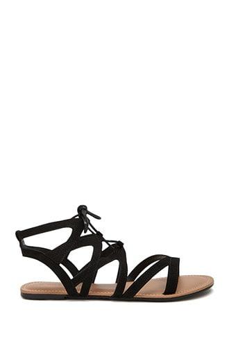 Forever 21 Faux Suede Gladiator Sandals Black