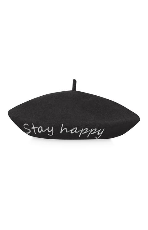 Boina «stay Happy» Negra