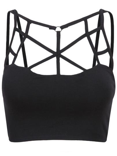 Vest Crop Con Spalline Nero