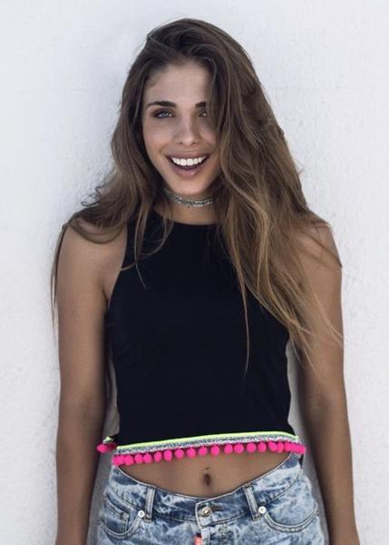 Pink Neon Pompom Black Crop Top