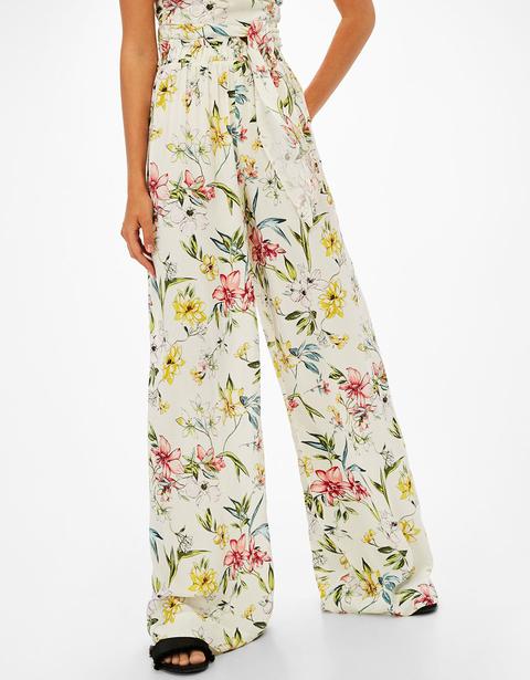 Pantalone Ampio Fantasia A Fiori