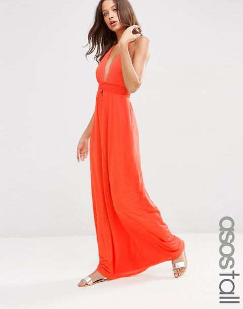 Vestido Largo De Playa Con Escote Halter En Tejido De Punto De Asos Tall