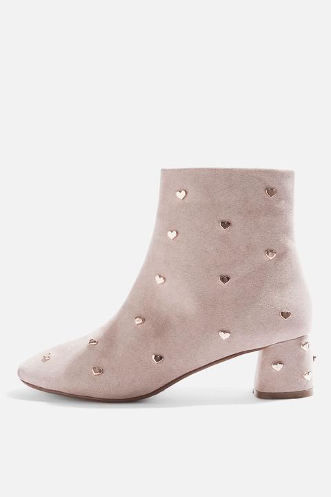 Bee Heart Stud Ankle Boots