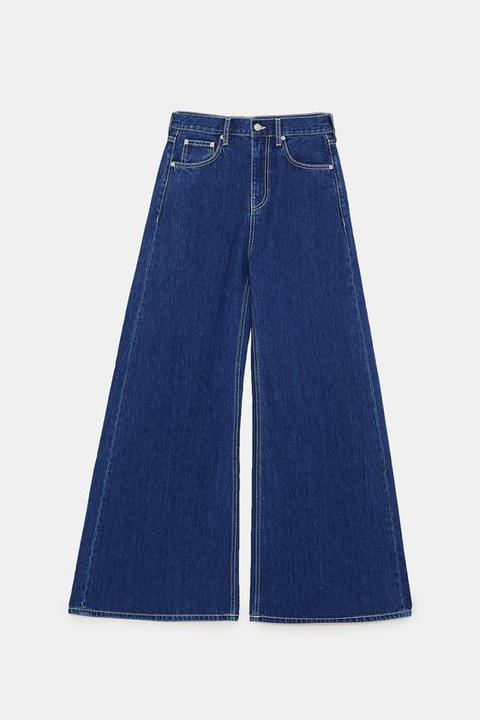 Jeans Wide Leg Contrast Stitching