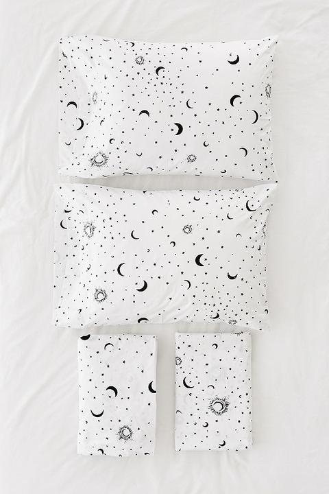 Black And White Moon Duvet Cover Set - Black King At Urban Outfitters