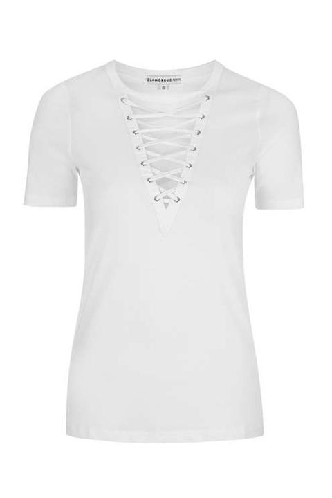 **lace-up T-shirt By Glamorous Petites - Tops - Clothing