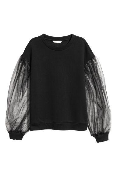 H & M - Sudadera Con Mangas De Tul - Negro