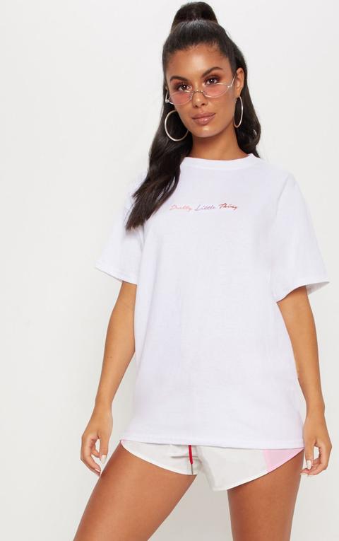 Prettylittlething White Embroidered T Shirt