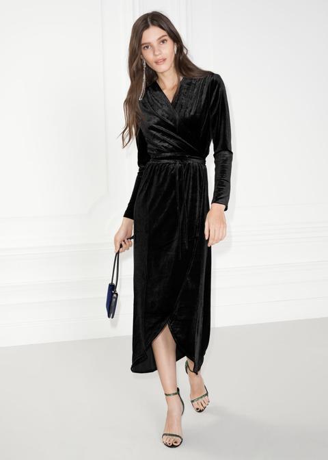 Crushed Velvet Wrap Dress