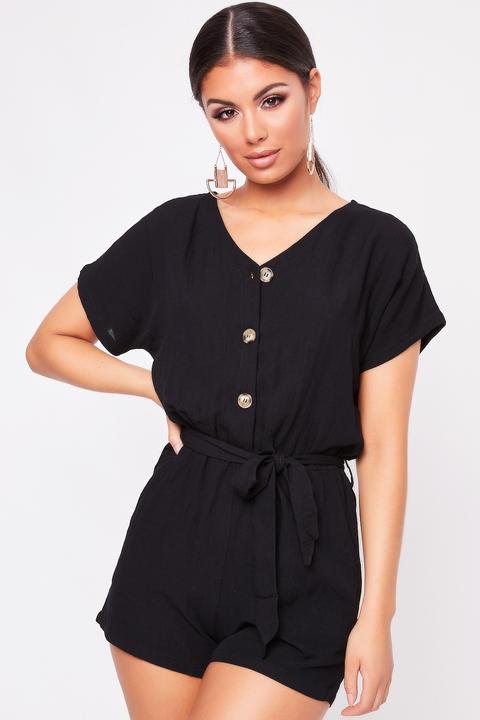 black button up playsuit