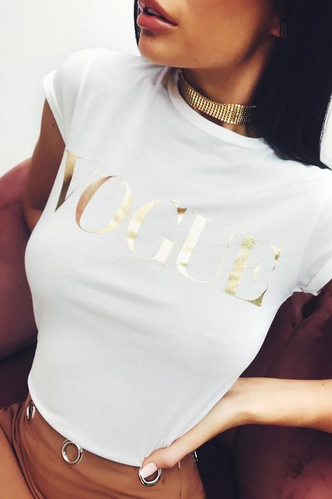 Vivian White Vogue Slogan T-shirt