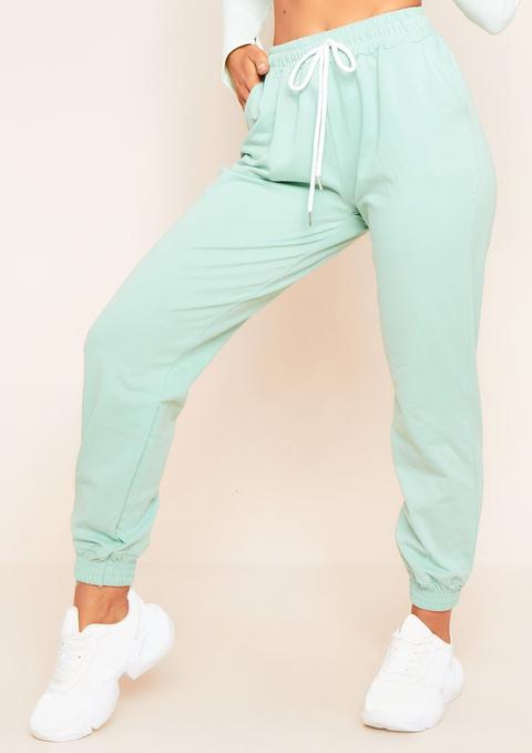 Marie Mint Green Drawstring Casual Joggers