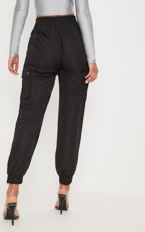 black shell pocket detail cargo trouser