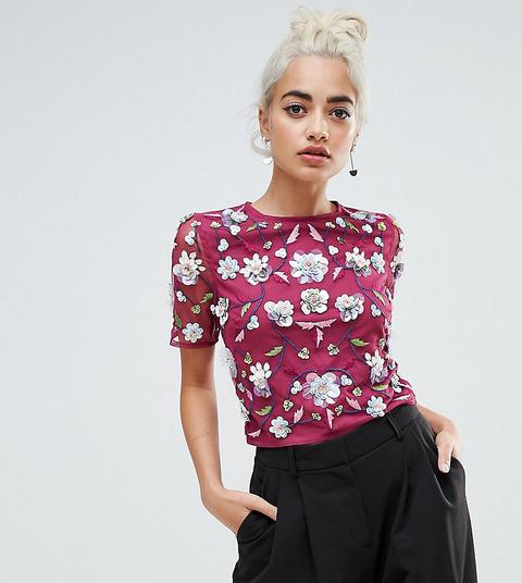 Asos Petite - T-shirt A Fiori - Viola