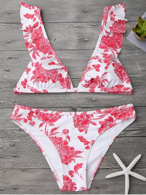 Juego De Bikini Floral De Plumas
