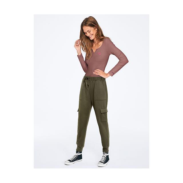 high waist cargo jogger pink