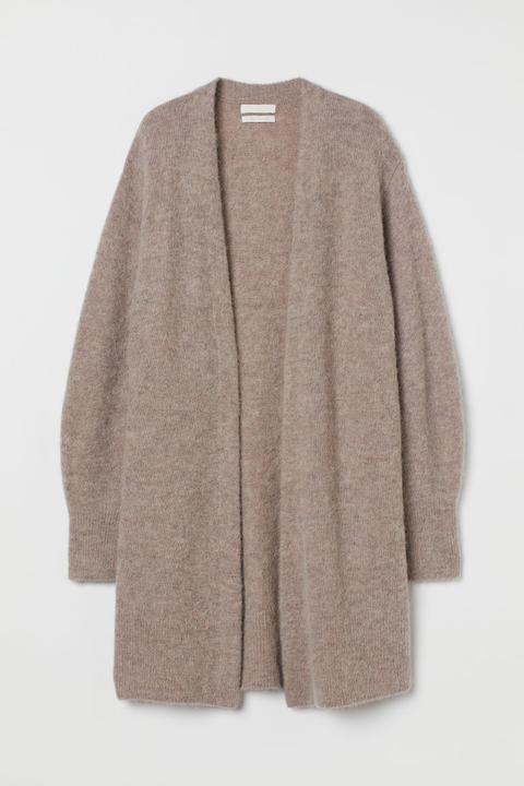 Knitted Wool-blend Cardigan - Brown