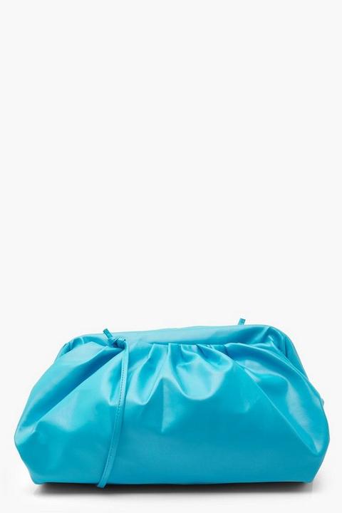 Womens Slouchy Oversized Pu Cluch & Strap Bag - Blue - One Size, Blue