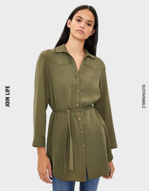 Camicia Lyocell Con Cintura