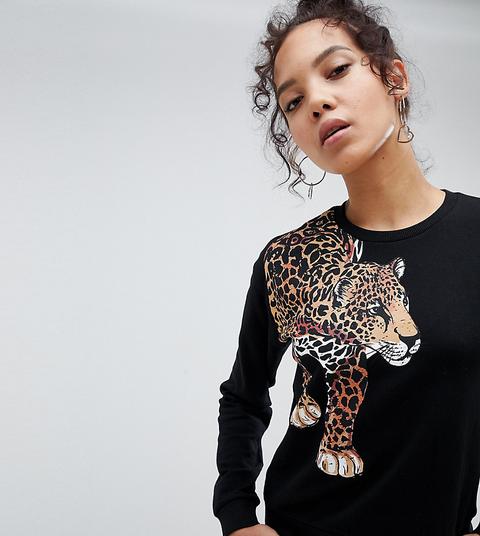 Asos Design Tall - Felpa Con Stampa Maculata - Nero