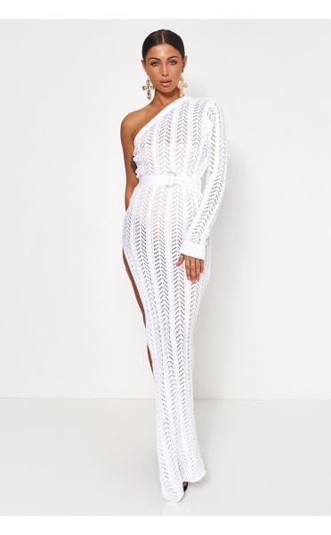 Shalini White One Shoulder Maxi Dress