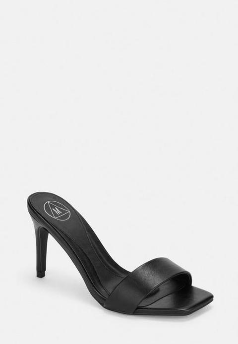 Black Low Heel Mules, Black