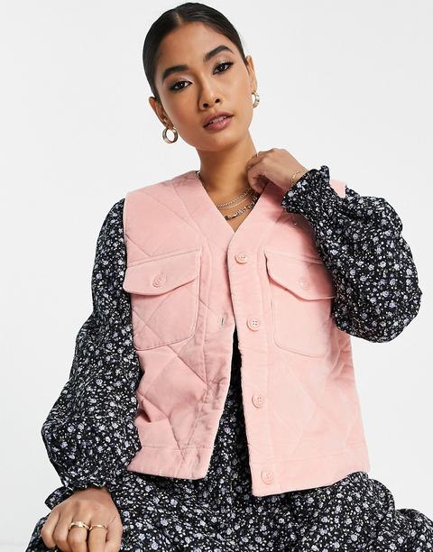 & Other Stories Cord Quilted Vest In Pink